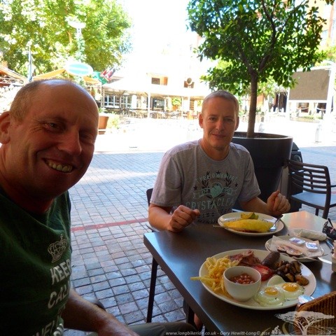 Dean and I having breakfast in Johannesburg