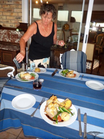 Fiona putting the finishing touches to another lovely meal