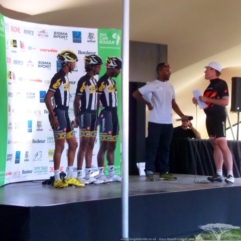 MTN Qhubeka Riders being introduced at the Cape Rouleur